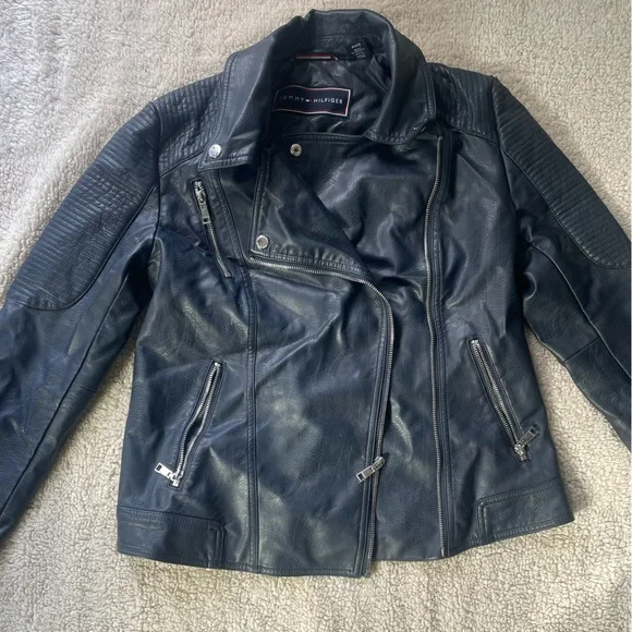 Tommy hilfiger leather biker jacket hot sale